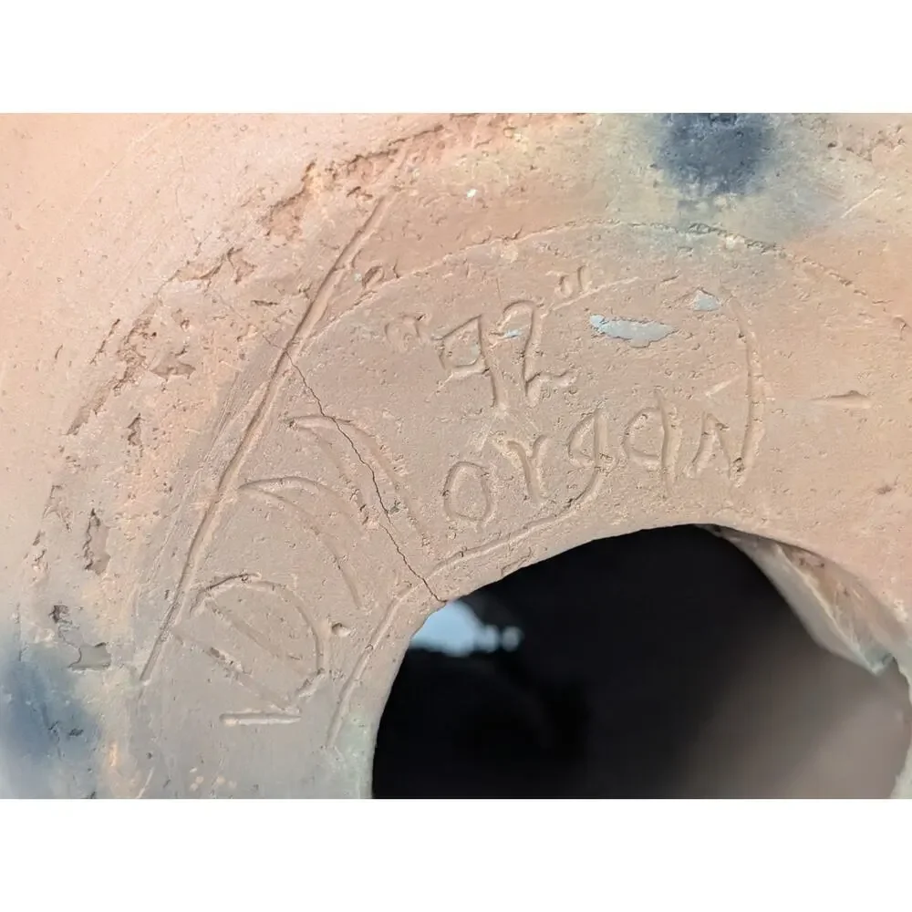 1992 Signed Clay Pueblo Pottery Diorama Southwestern Cave Village Sculpture Vase